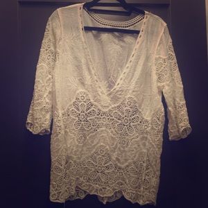 White Woven Beach Cover Up